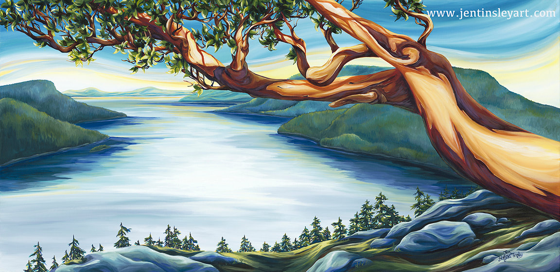 Arbutus, tree, giclee, print, Vancouver island, ocean painting, painting, print, bc painting, arbutus by the ocean, Jen Tinsley