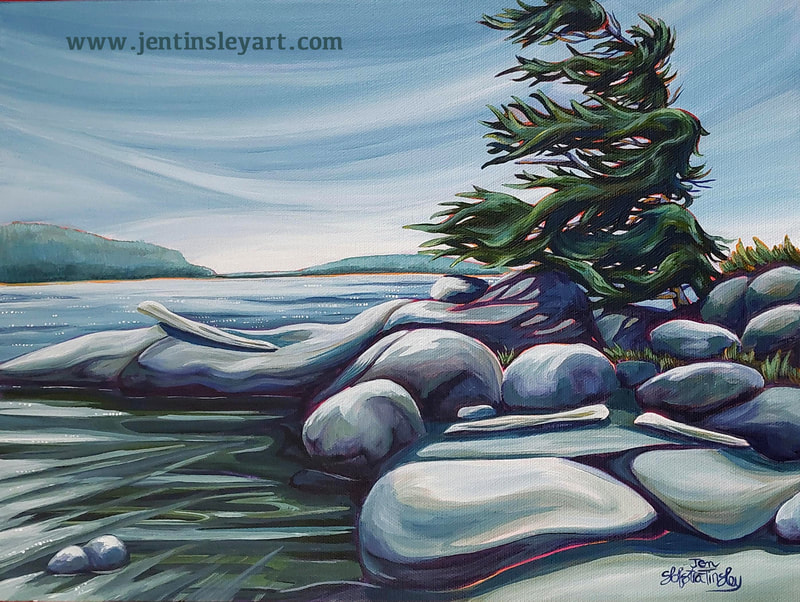 West coast rocky shore painting